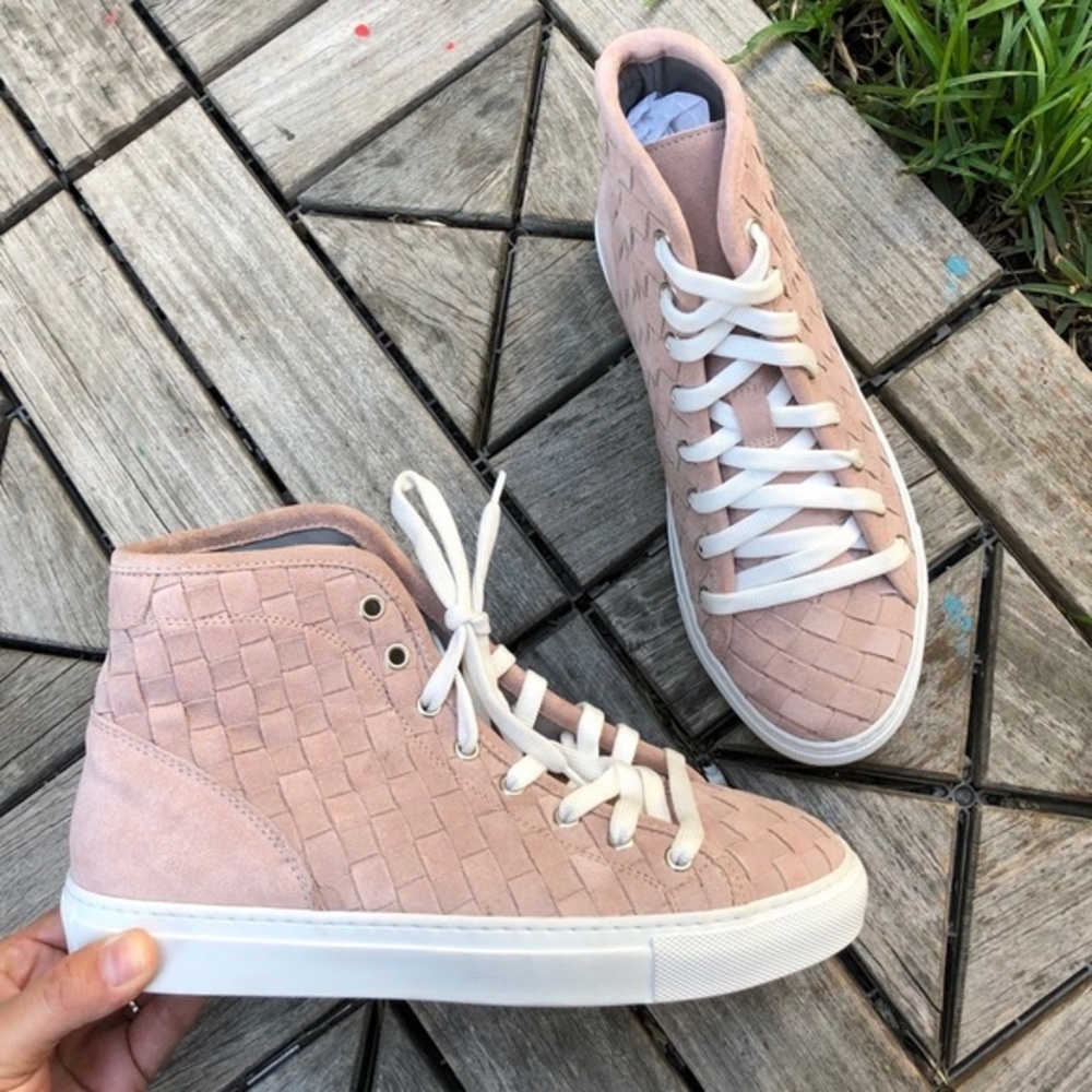 Boemos Woven Pink Powder Suede Sneakers